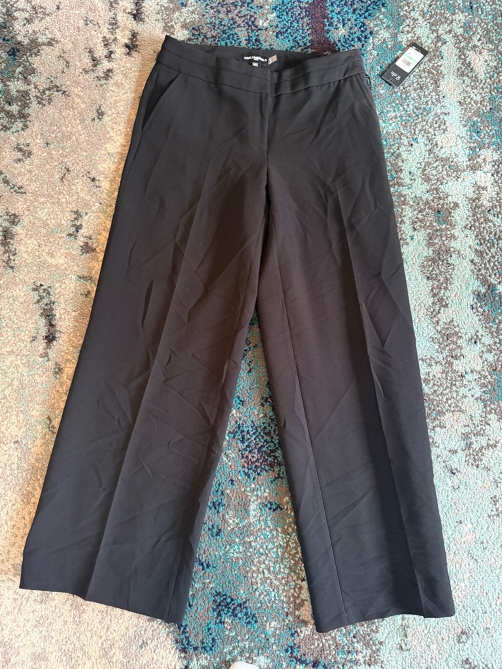 Karl Lagerfeld Black Wide-Leg Dress Pants
